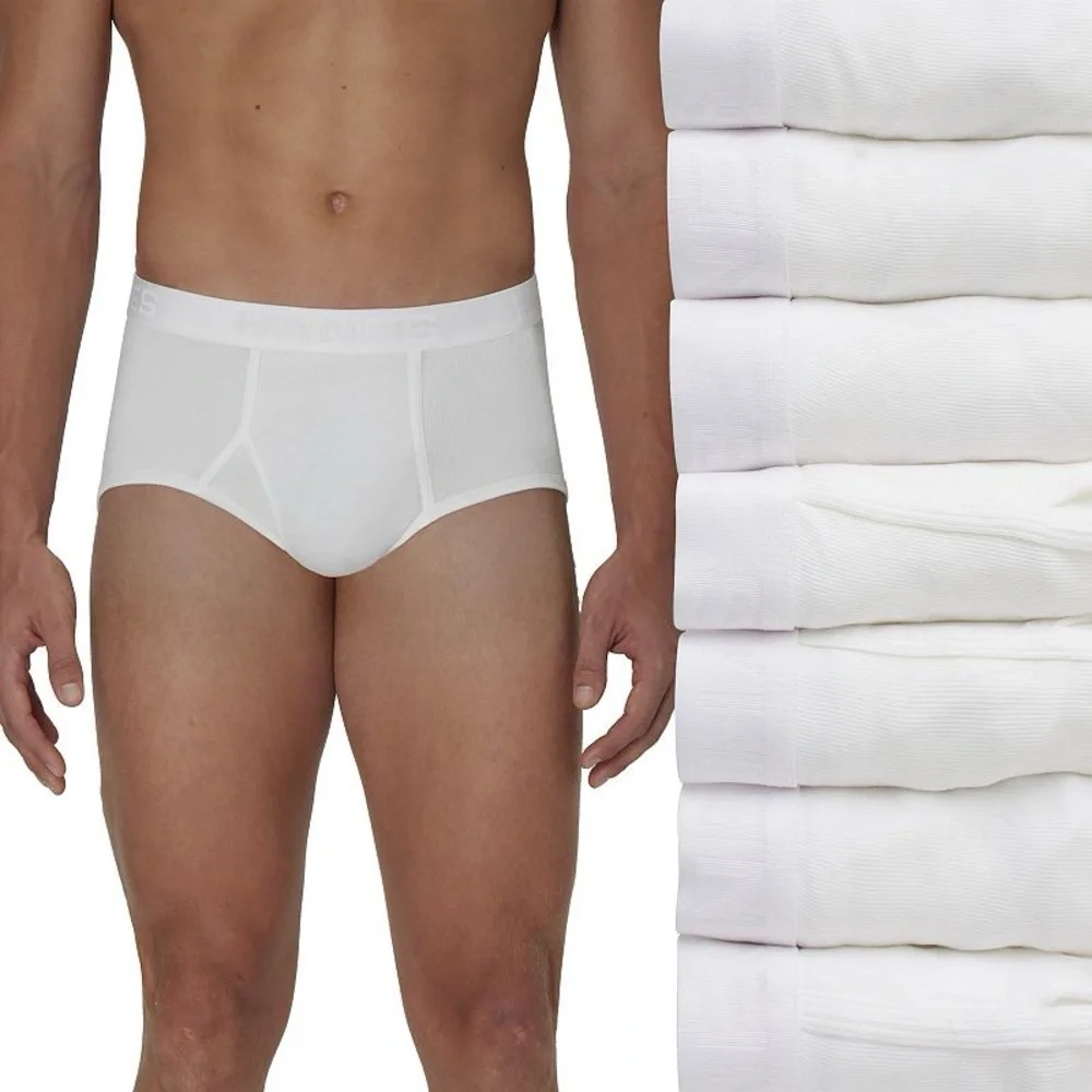 HANES Men’s 7-Pack Ultimate Moisture-Wicking Full Cut White Brief Underwear